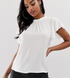 Boohoo Basic Frill Sleeve Blouse In White - White