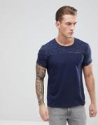 Esprit T-shirt With Twisted Yarn Chest Panel - Navy