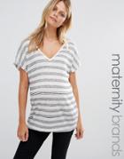 New Look Maternity Stripe Cross Back T-shirt - White