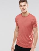 Asos T-shirt With Crew Neck In Red Marl - Bossa Nova Marl