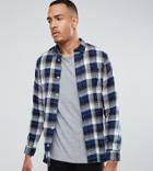 Selected Homme Regular Fit Shirt In Brushed Check Flanel - Navy