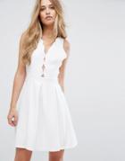 Adelyn Rae Serena Fit And Flare Scallop Dress - White