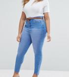 New Look Curve Raw Hem Skinny Jeans - Blue