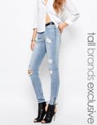 Noisy May Tall Eve Superslim Ankle Zip Jeans - Blue