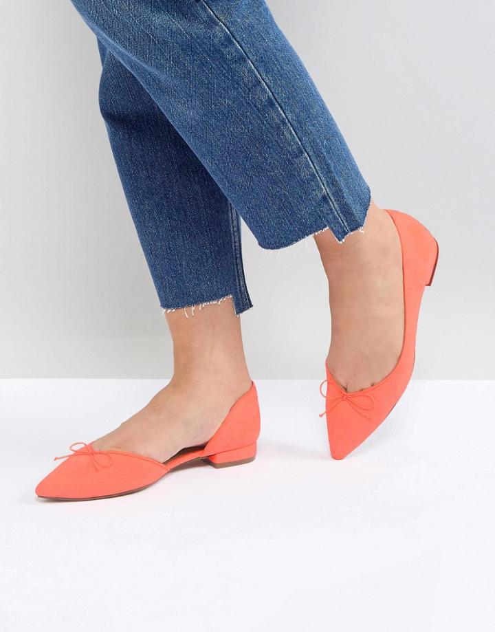 Asos Legendary Pointed Ballet Flats - Orange