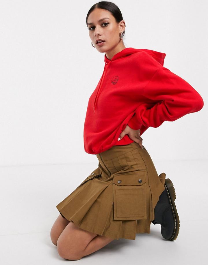 Cheap Monday Form Hoodie With Tiny Skull Logo-red