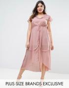Truly You Ruffle Chiffon Tea Dress - Pink