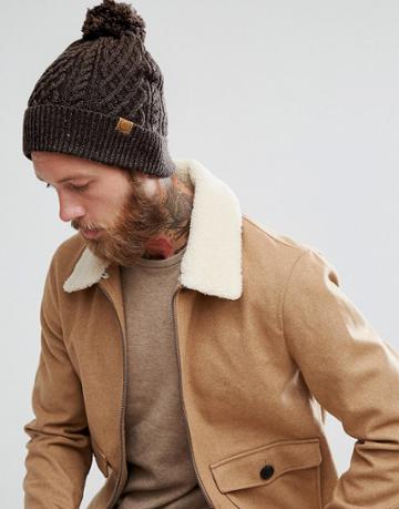 Boardmans Cable Bobble Hat-brown