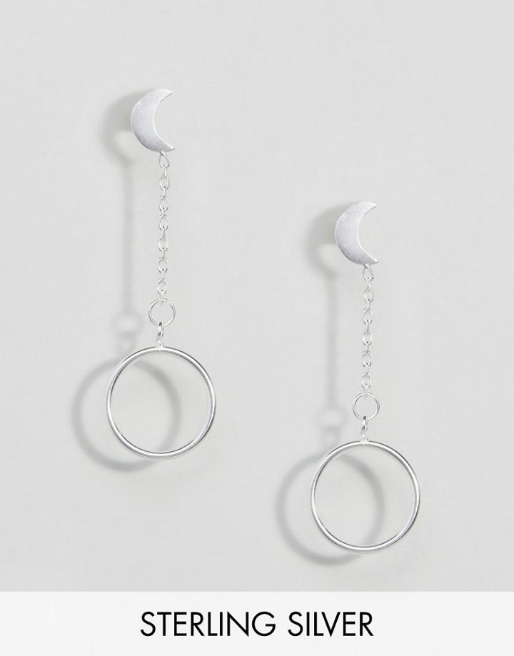 Asos Sterling Silver Moon Circle Drop Earrings - Silver