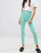 Asos Farleigh High Waist Slim Mom Jeans In Mint Green - Green