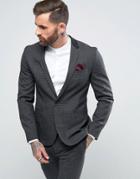 Religion Skinny Suit Jacket In Check - Gray