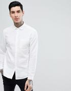 Asos Regular Fit Shirt In Cotton Linen Texture - White