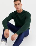 Jack & Jones Premium Textured Crew Neck Knitted Sweater In Green