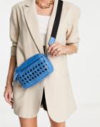 Topshop Lola Woven Crossbody Bag In Blue