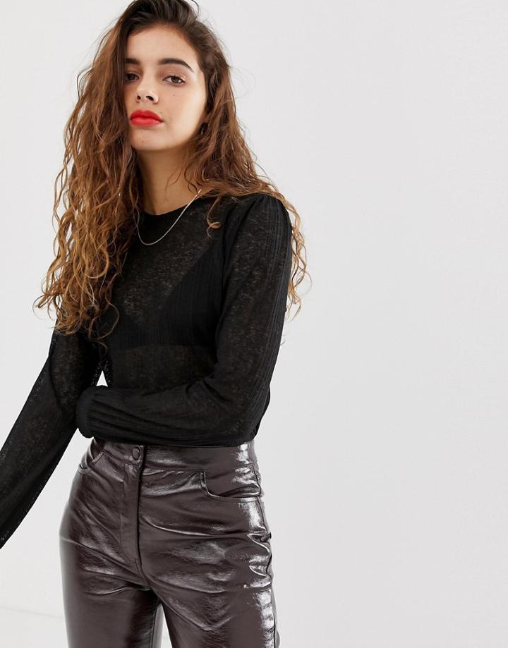 Pieces Lira Long Sleeved T-shirt - Black