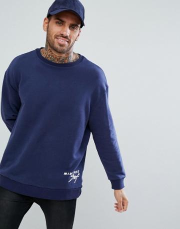 Midnight Surf Hem Logo Sweatshirt - Navy
