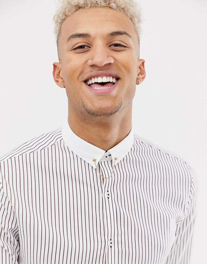 River Island Shirt With Verticle Stripes In White - White