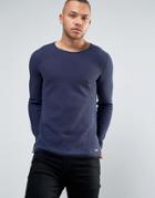 Esprit 100% Cotton Knitted Sweater With Open Hem - Navy