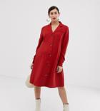 Glamorous Bloom Button Front Dress With Collar-red