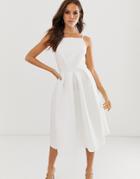 Asos Design Bow Back Midi Prom Dress-white