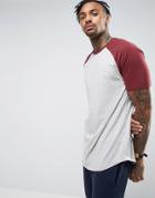 Asos Skater Fit T-shirt With Contrast Raglan - Gray