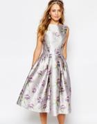 Chi Chi London Midi Prom Dress In Allover Floral - Floral Multi Print