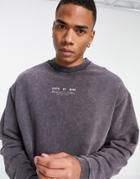 Asos Design Oversized Sweatshirt With Reverse Panels & Back Print-grey