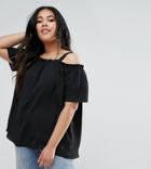 New Look Curve Bardot Top With Frill Detail - Black