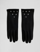 7x Star Stud Gloves - Black