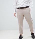 Asos Design Plus Wedding Skinny Suit Pants In Dusky Pink Herringbone - Pink