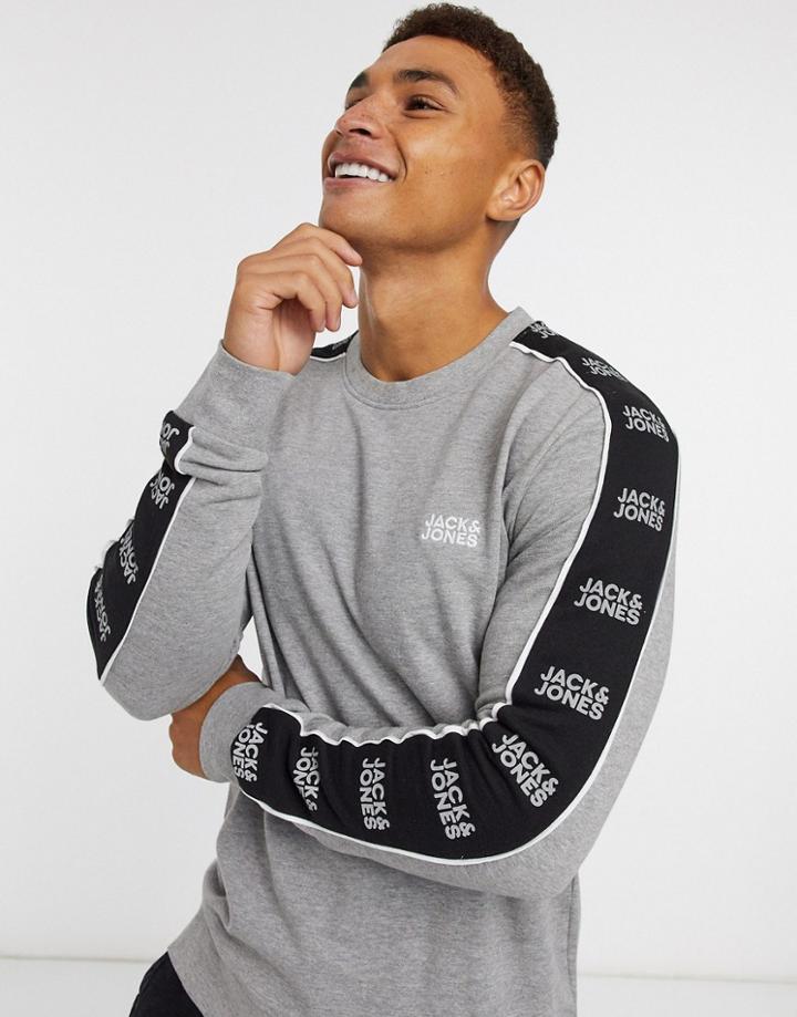 Jack & Jones Core Sweatshirt With Side Stripe Logo In Gray-grey