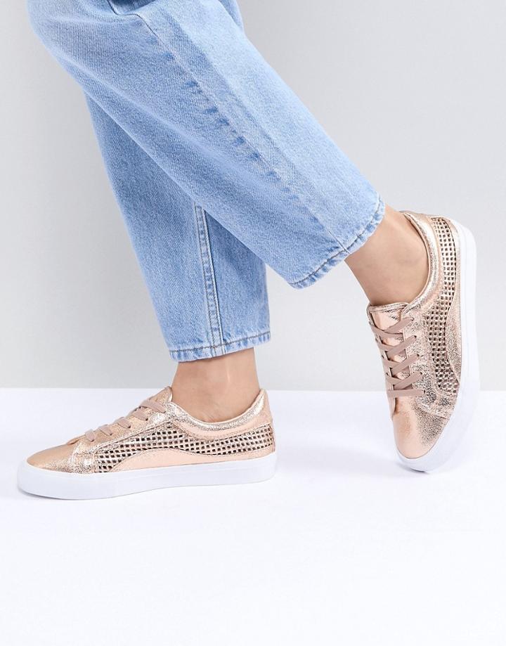 Asos Design Detox Lace Up Sneakers - Gold