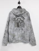 Sixth June Custom Back Print Tie Dye Oversize Hoodie In Gray-black