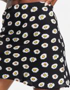 Asos Design Mini Skirt In Daisy Print-multi