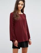 Greylin Jamie Grommet Lace Up Blouse - Red