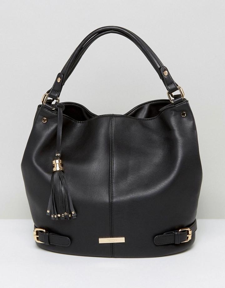 Dune Smooth Slouchy Shoulder Bag In Black - Black
