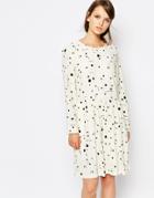 Samsoe & Samsoe Vermund Skater Dress In Ink Print - Cream Ink