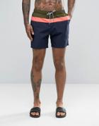 Scotch And Soda Striped Medium Length Swim Shorts - Navy