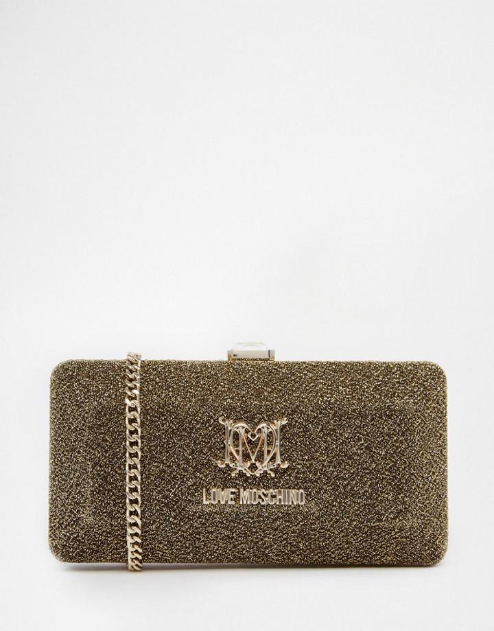 Love Moschino Glitter Box Clutch - Gold