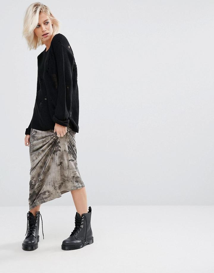 Religion Darkness Maxi Skirt - Gray