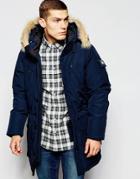 Penfield Shower Proof Hoosac Parka With Faux Fur Trim - Navy