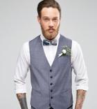 Number Eight Savile Row Exclusive Melange 5 Button Wedding Vest With Stretch In Skinny Fit - Gray