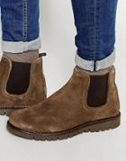 Walk London Chunky Suede Chelsea Boots - Brown