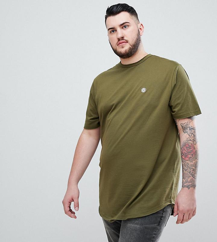 Le Breve Plus Raw Edge Longline T-shirt-green