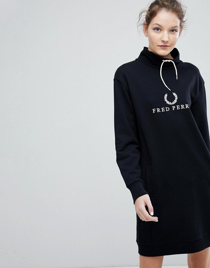 Fred Perry Wreath Logo Hooded Dress - Black