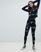 Asos Design Two-piece Christmas Lights Print Glitter Leggings - Black