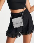 Asos Design Cross Body Bag In Rhinestone-black