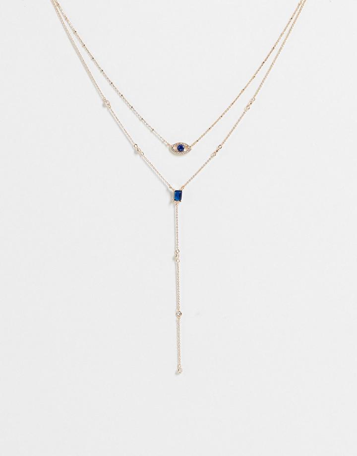 Aldo Legardomwen Multi Row Eye Pendant Necklace In Gold