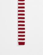 Gianni Feraud Knit Stripe Tie In Burgundy And Cream-multi