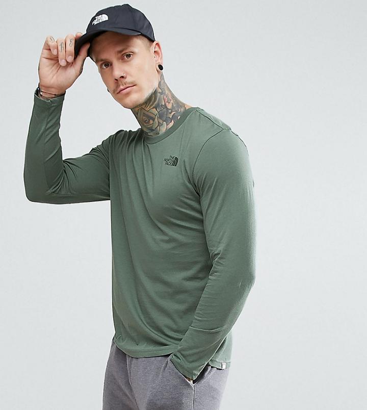 The North Face Long Sleeve Top Easy Back Logo In Dark Green Exclusive To Asos - Green